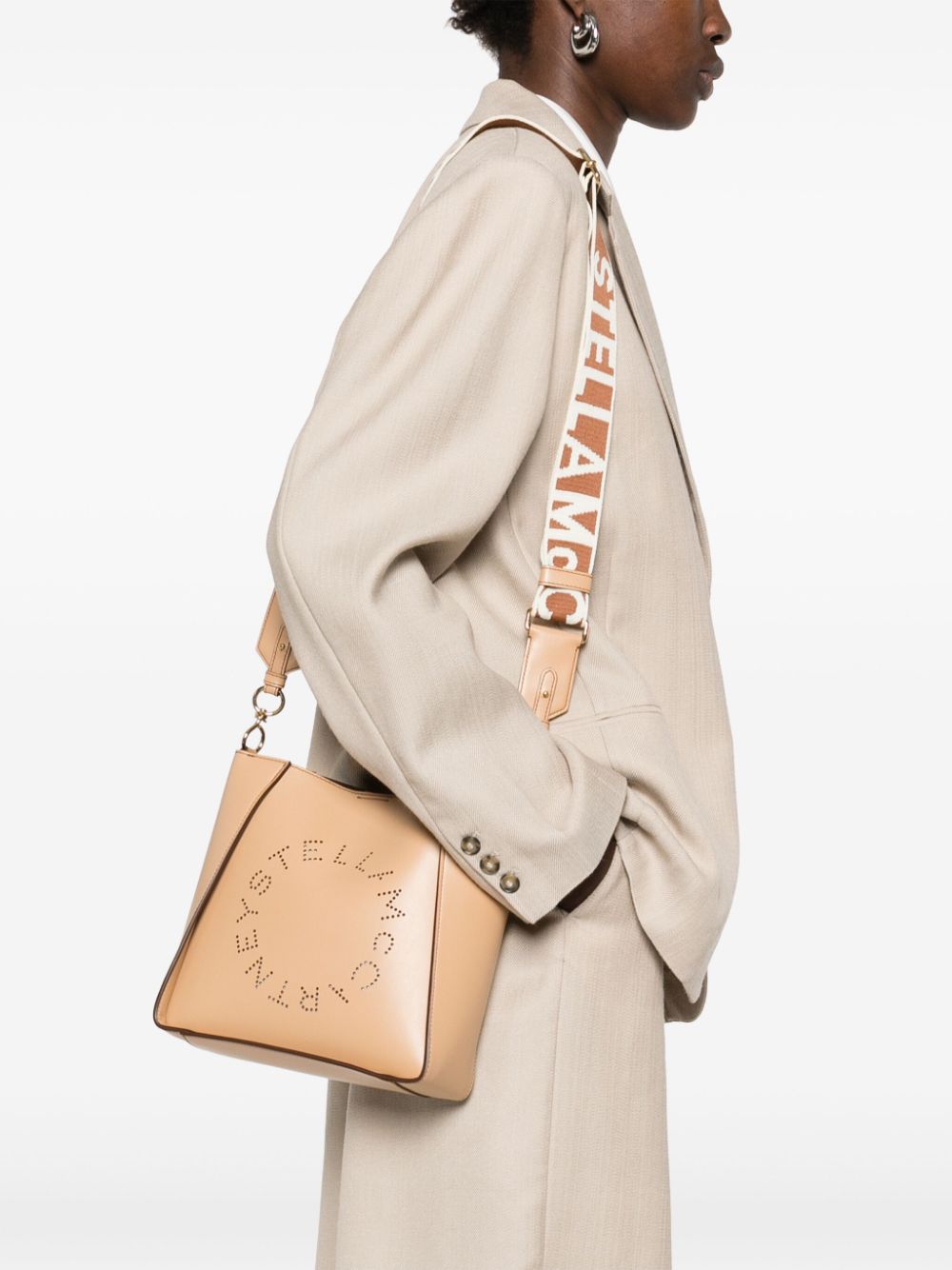 Stella McCartney Logo crossbodytas met logo - Beige