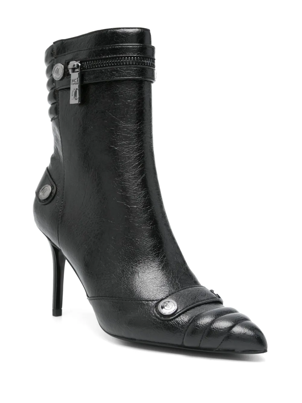 Just Cavalli 90mm logo-stud ankle boots - Zwart