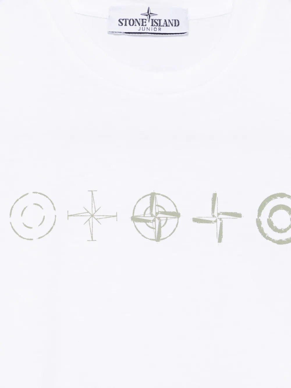 Stone Island Junior T-shirt met Compass-patroon Wit
