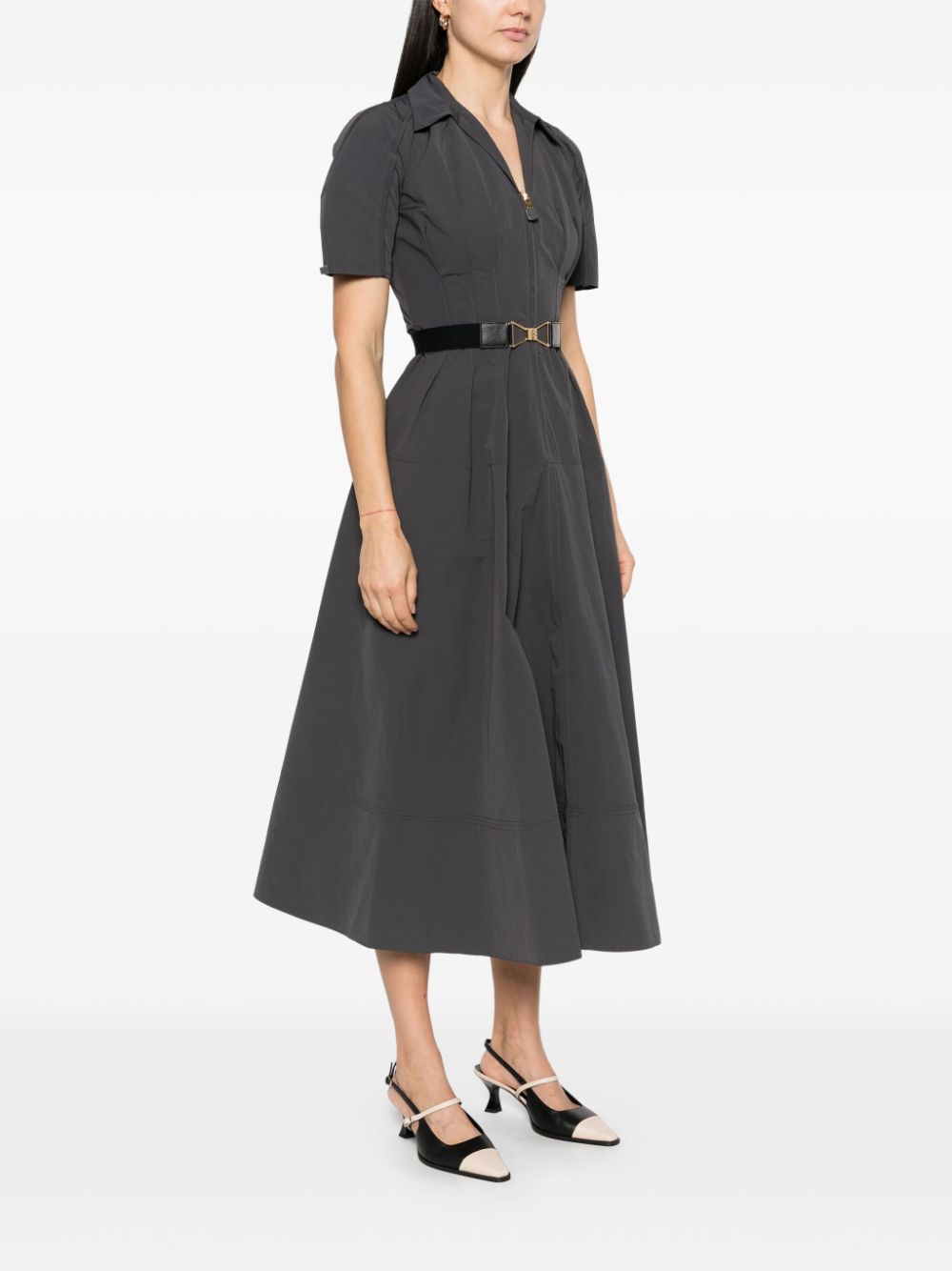 Elisabetta Franchi belted midi dress Grijs