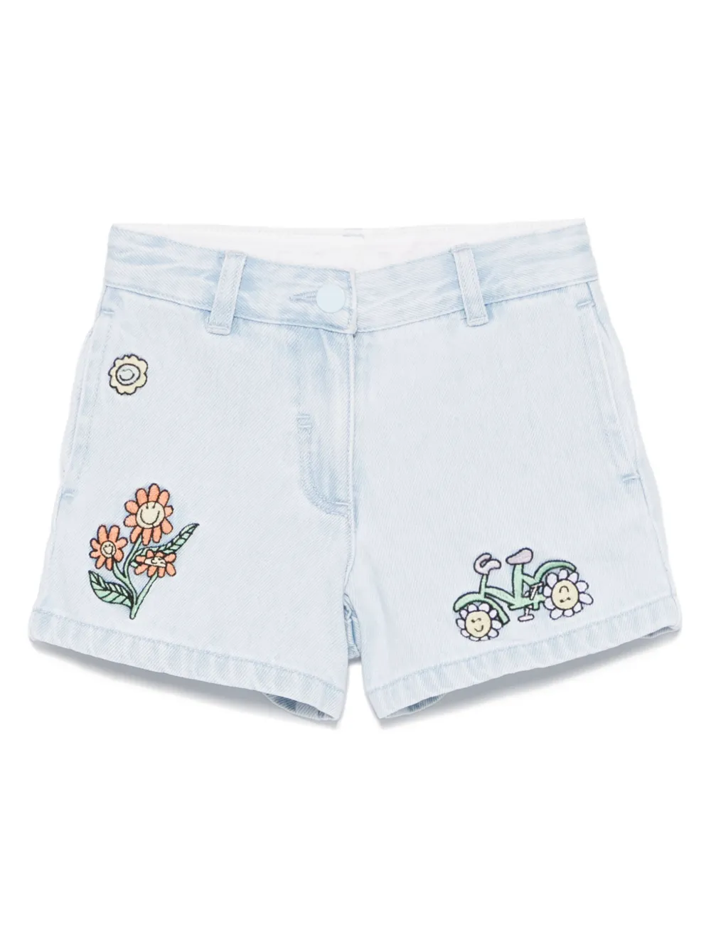 Stella McCartney Kids Spijkershorts met borduurwerk Blauw