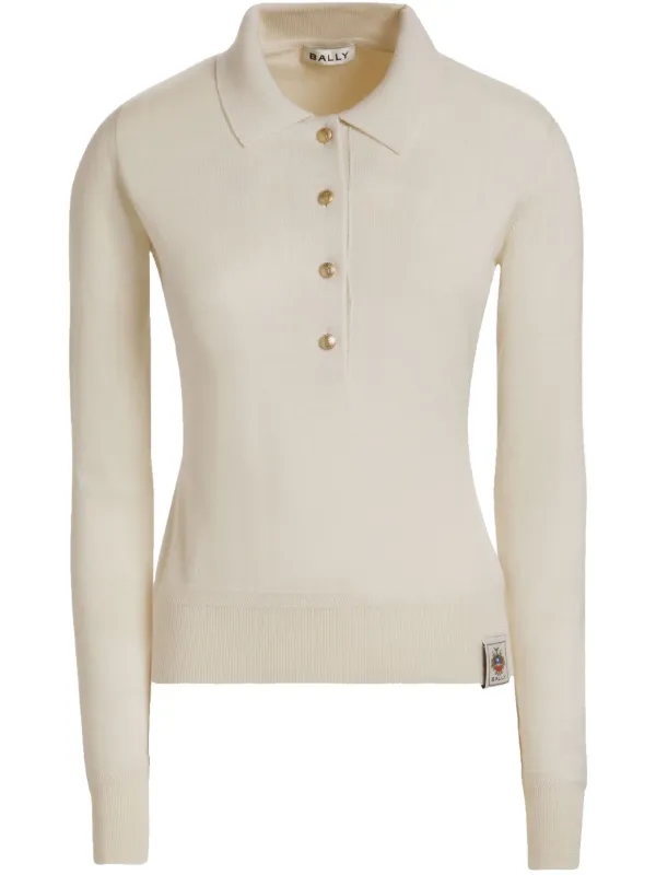 Bally Knitted Polo Shirt in Neutrals