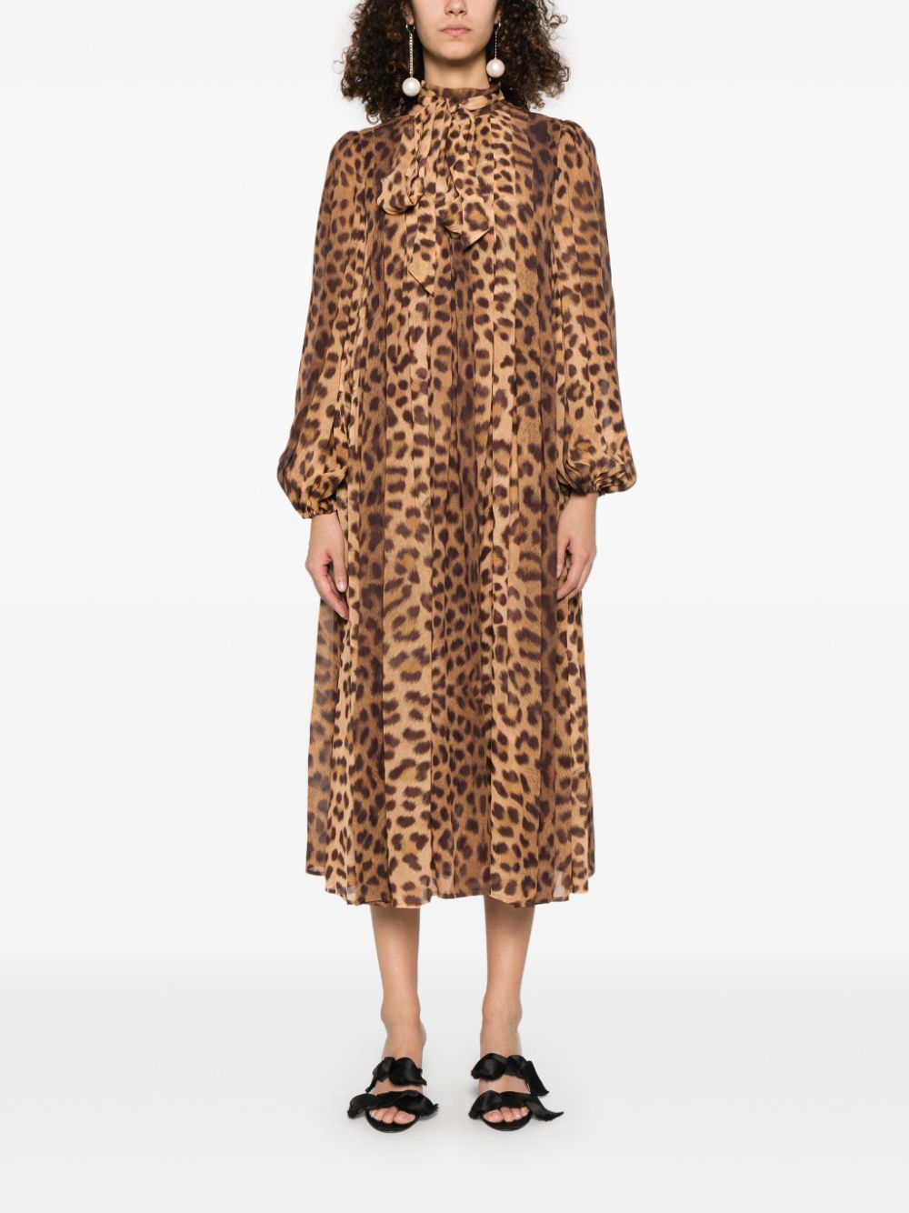 ZIMMERMANN Crush midi-jurk - Bruin