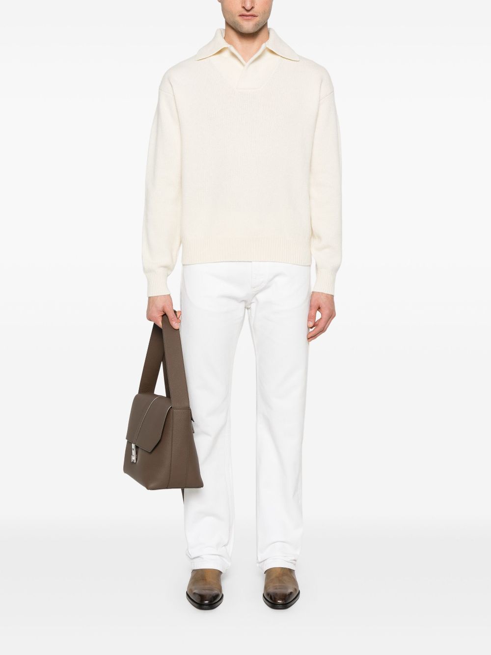 TOM FORD Gebreid poloshirt - Beige