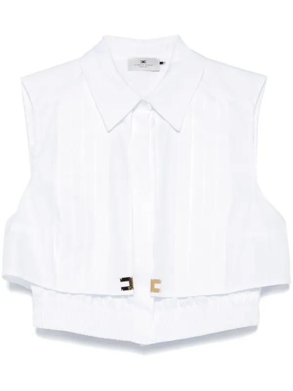 【Elisabetta Franchi】ケープインサート クロップド シャツ Elisabetta Franchi ケープインサート クロップド シャツ