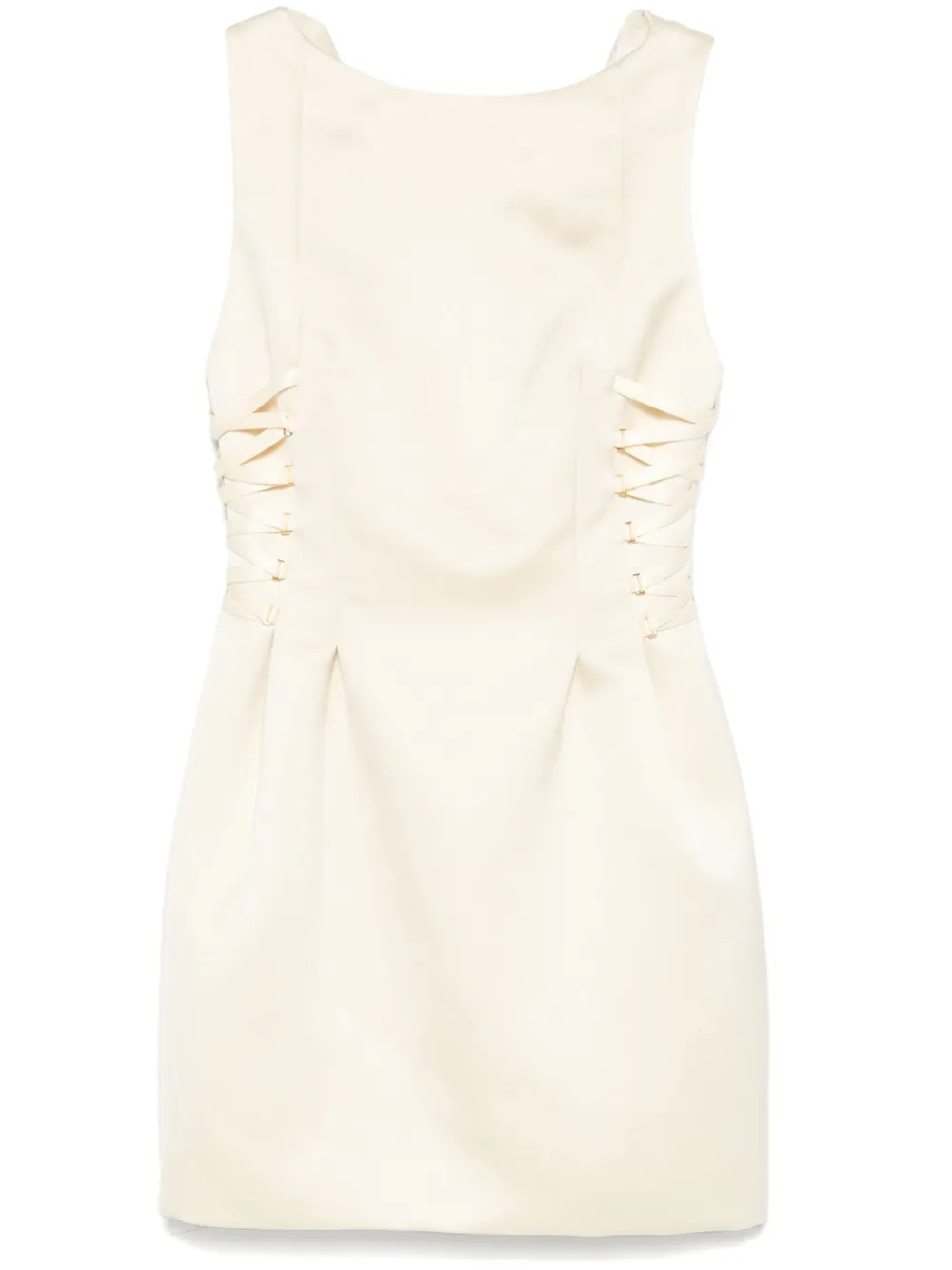 boat-neck satin mini dress