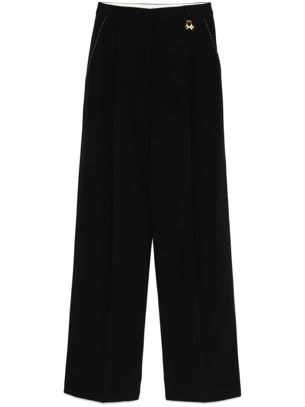 contrasting-topstitching crepe trousers