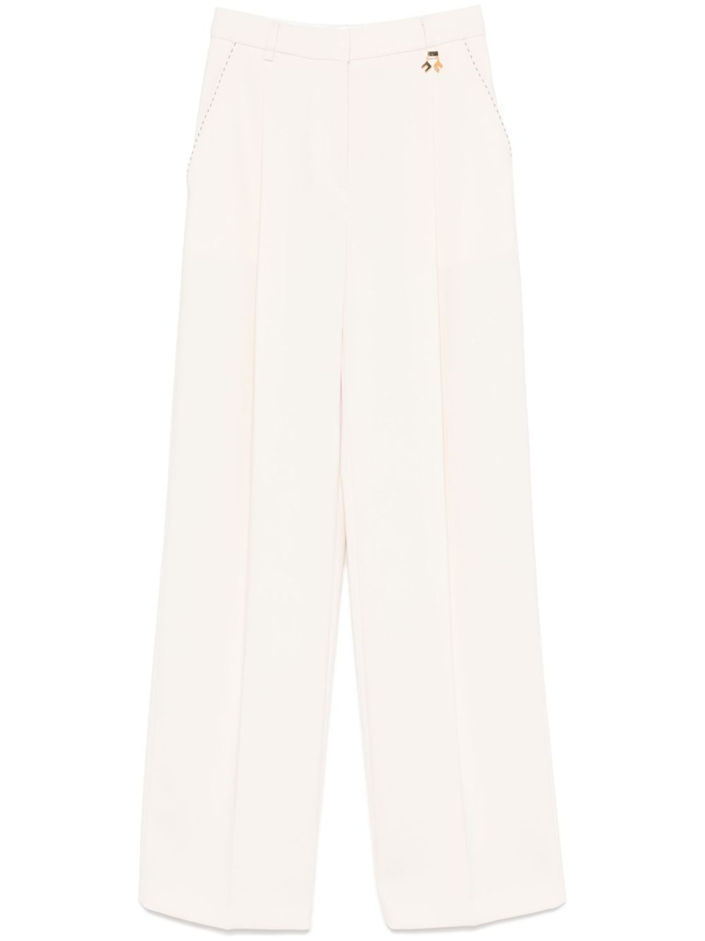 contrasting-topstitching crepe trousers