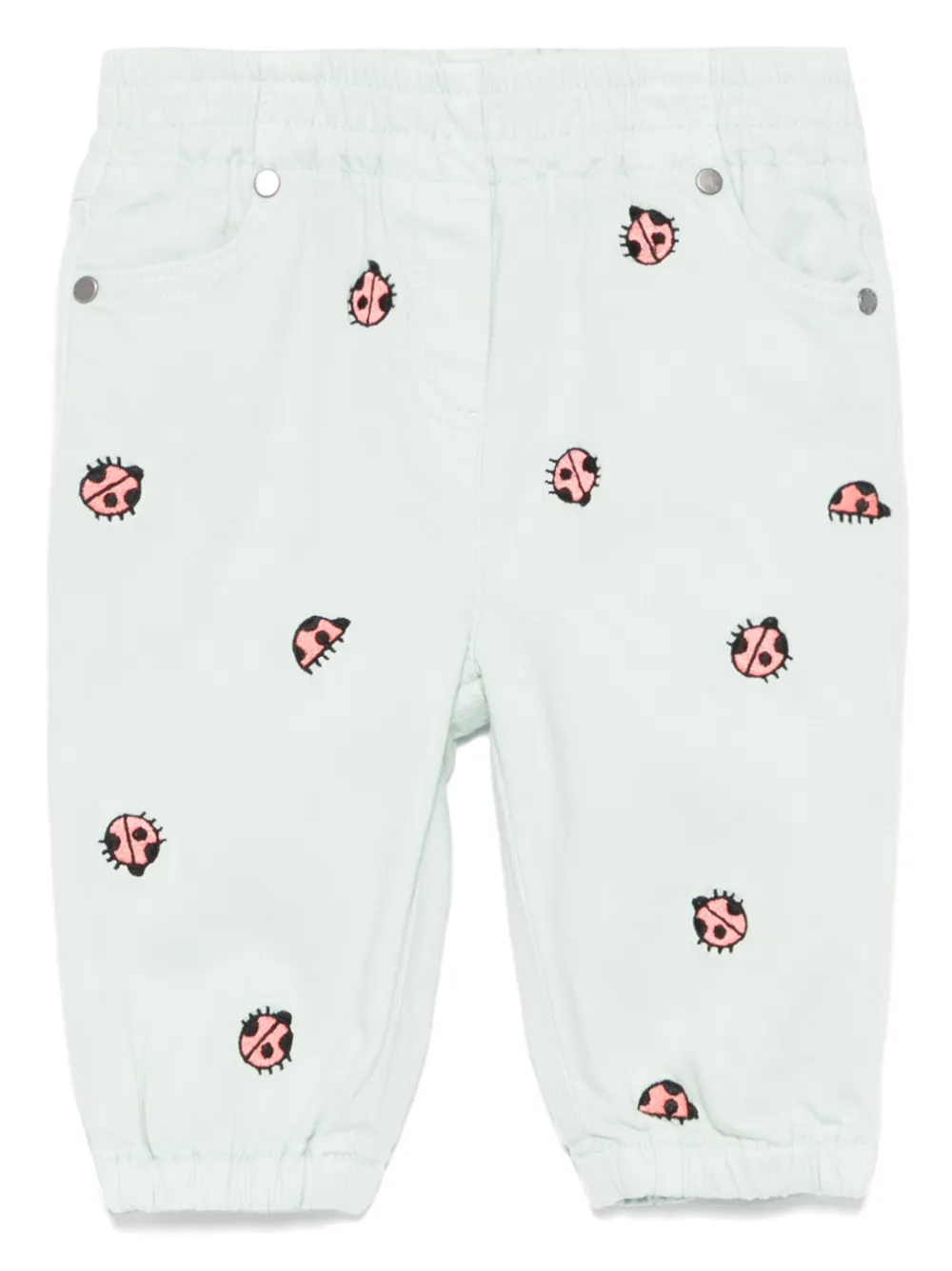Stella McCartney Kids Jeans met geborduurd lieve sbeestje Groen