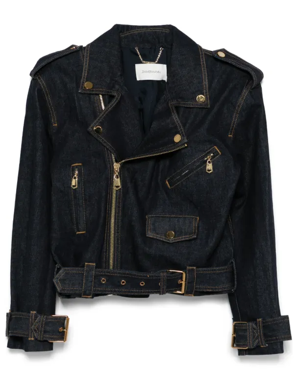 Zimmermann Crush Biker Jacket in Blue