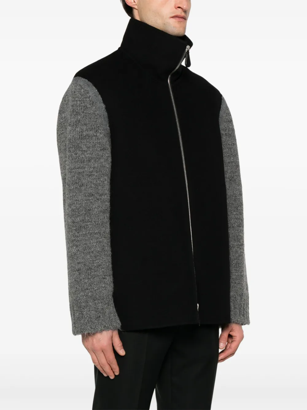 Jil Sander Blended Sleeve Jacket In Black