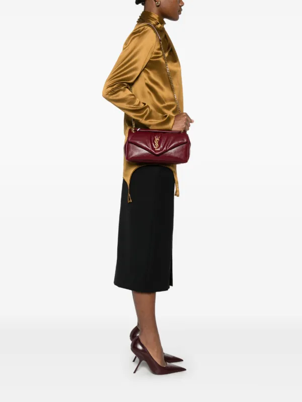 ショルダーバッグ・ポシェット SAINT LAURENT CARAMEL CALYPSO LEATHER BAG SAINT LAURENT Calypso Large padded textured-leather shoulder
