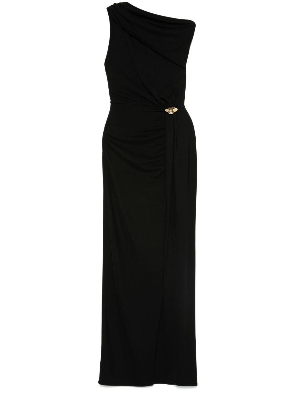 Elisabetta Franchi Jersey asymmetrische maxi-jurk Zwart