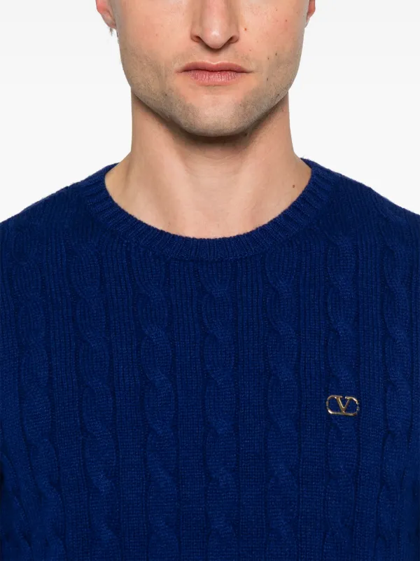 【送料&関税込】Valentino Cable Knit Sweater Valentino Garavani cable-knit Sweater | Blue | FARFETCH