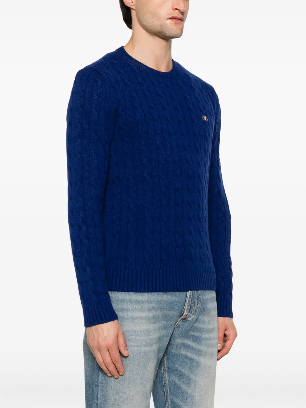 Valentino Garavani Kabelgebreide trui Blauw