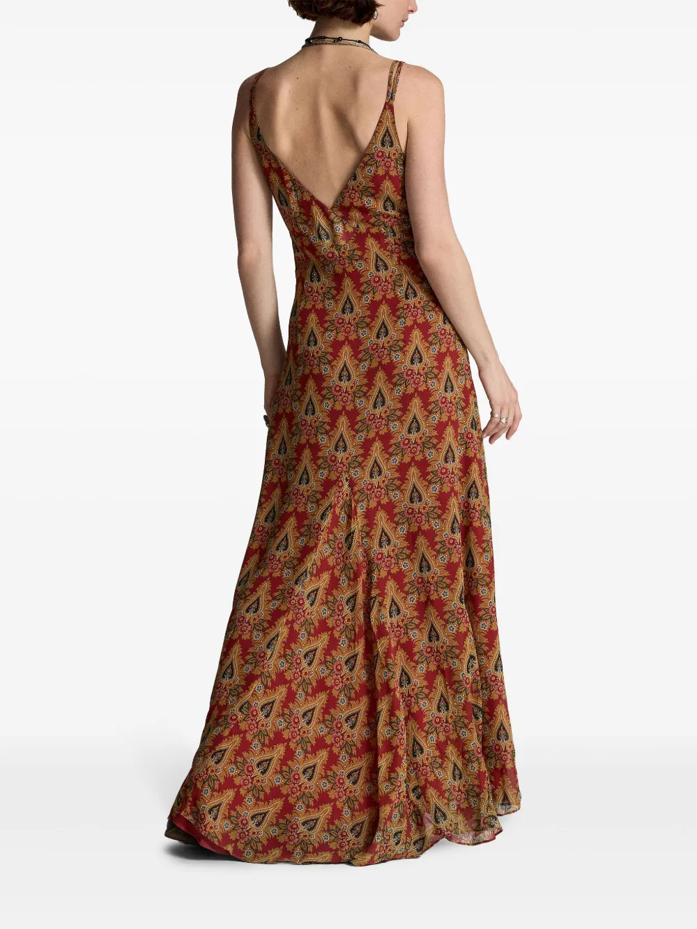 Ralph Lauren RRL Printed Silk Maxi Dress | Red | FARFETCH