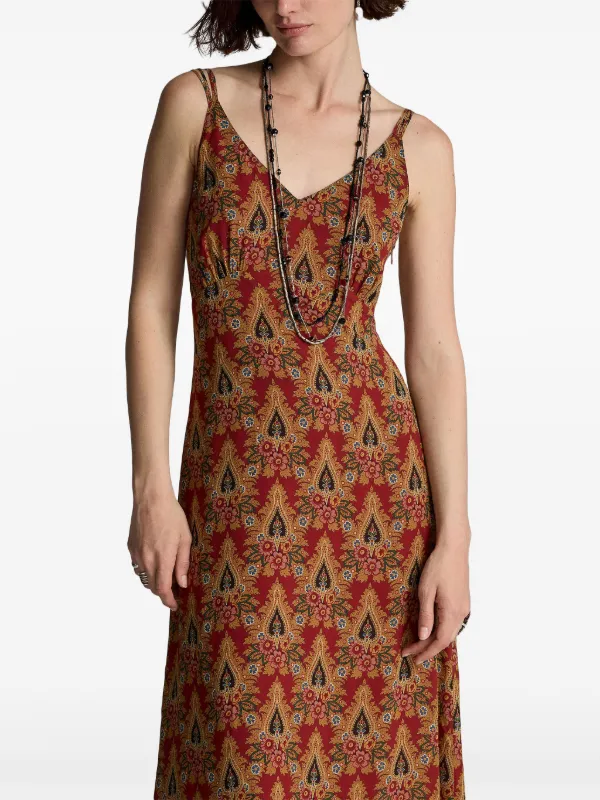 Ralph Lauren RRL Printed Silk Maxi Dress | Red | FARFETCH