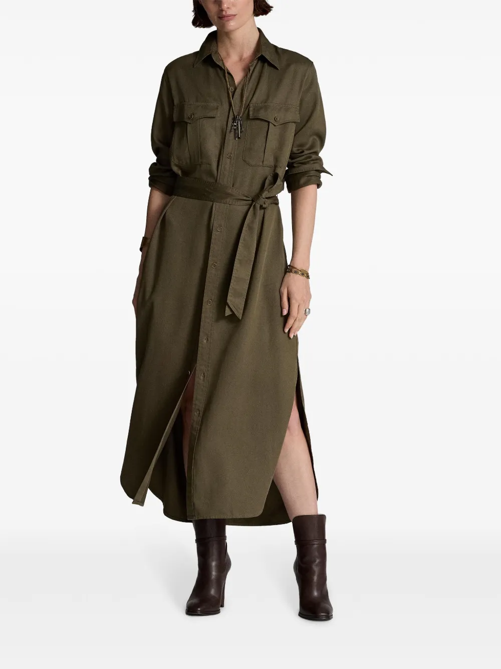 Ralph Lauren RRL Midi-jurk met lange mouwen Groen