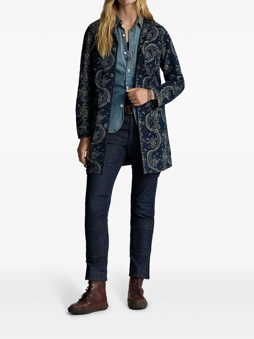 Ralph Lauren RRL Jacquard jas met enkele rij knopen - Blauw