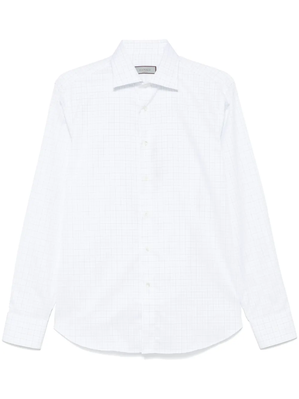 Canali Geruit overhemd Wit