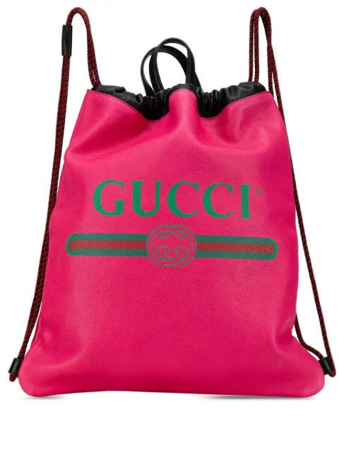 Gucci Pre-Owned mochila Leather Logo Drawstring 2000-2015