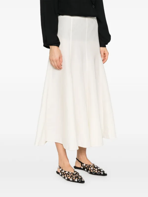 【送料&関税込】Khaite Lenno Flared Hem Midi Skirt KHAITE Lenno silk and cotton-blend midi skirt | NET-A-PORTER