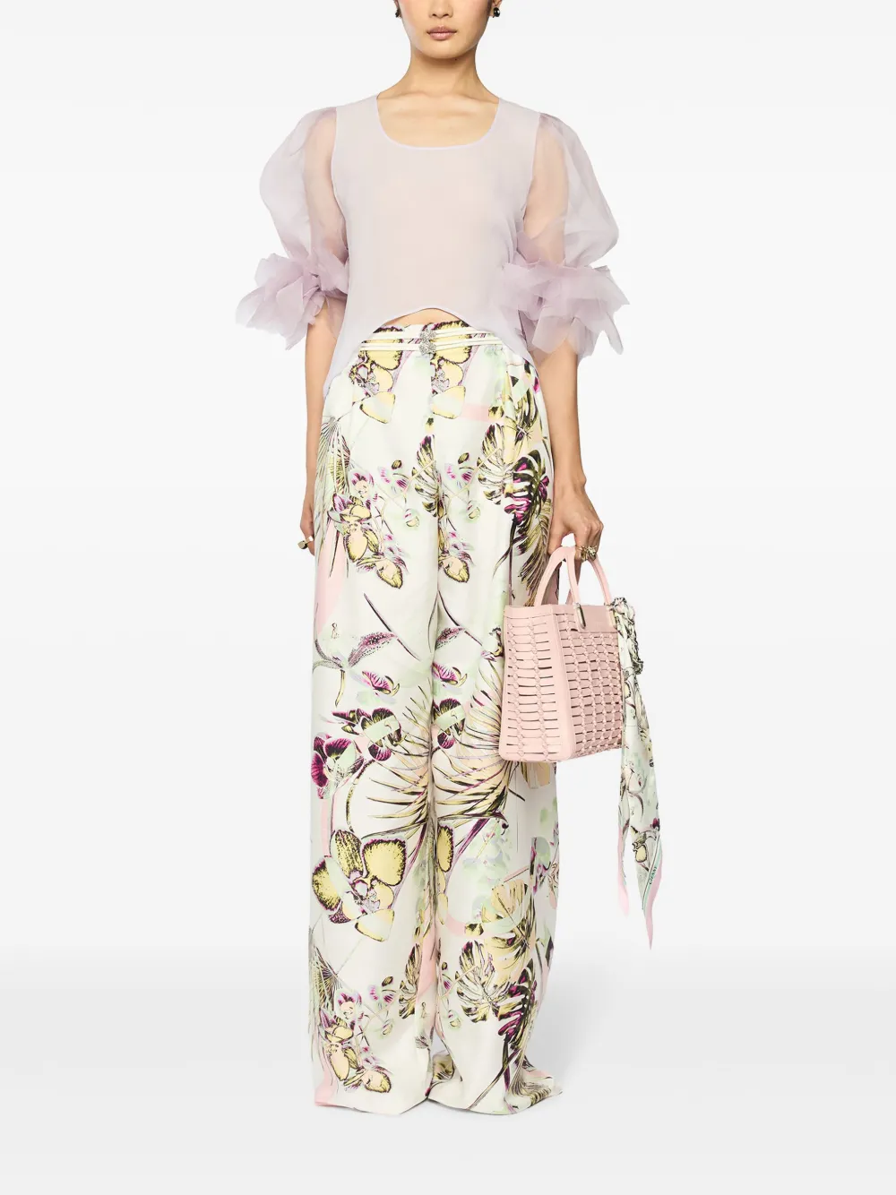Genny Blouse met ruche cuffs Roze