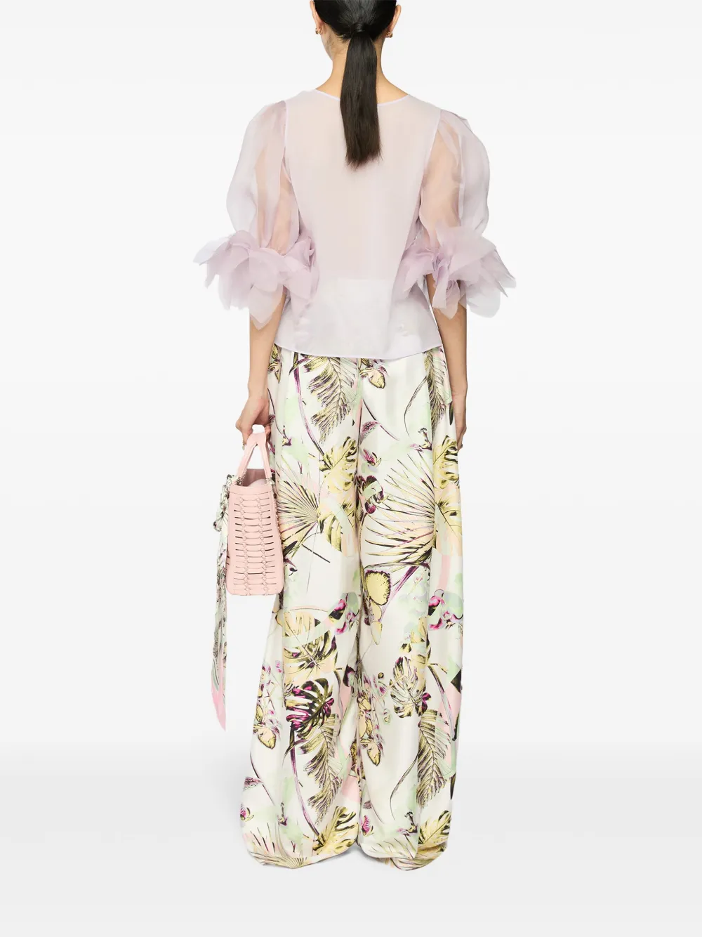 Genny Blouse met ruche cuffs Roze