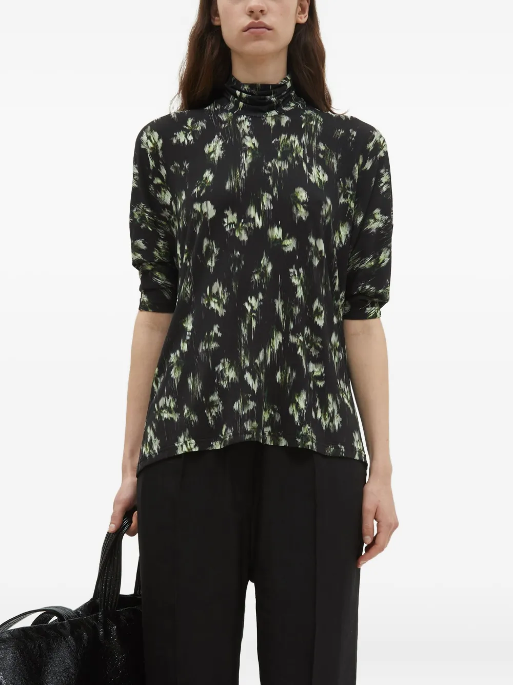 Christian Wijnants Thandi High-neck Floral-print Top In Blue
