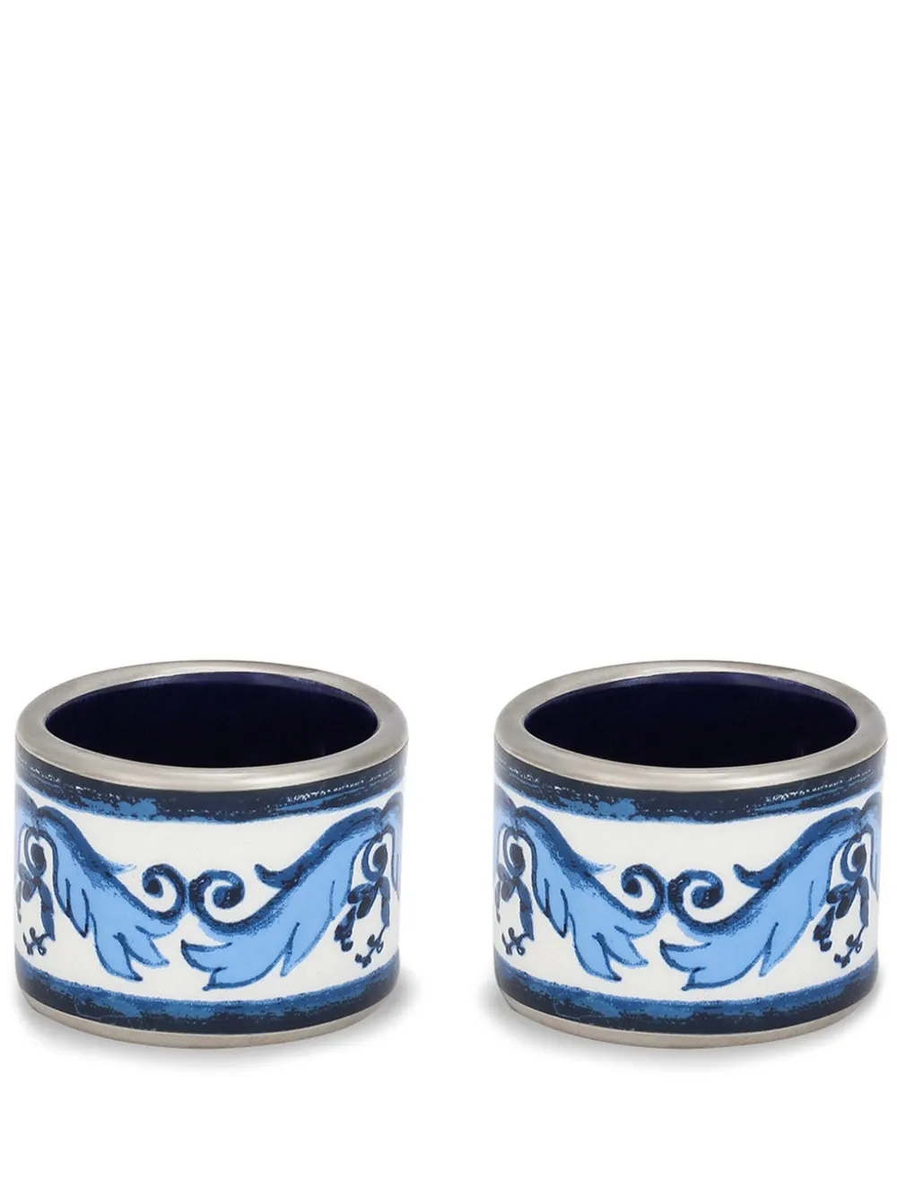 Dolce & Gabbana Mittelgroße Serviettenringe aus Keramik (2er-Set) | Blau | Image 1