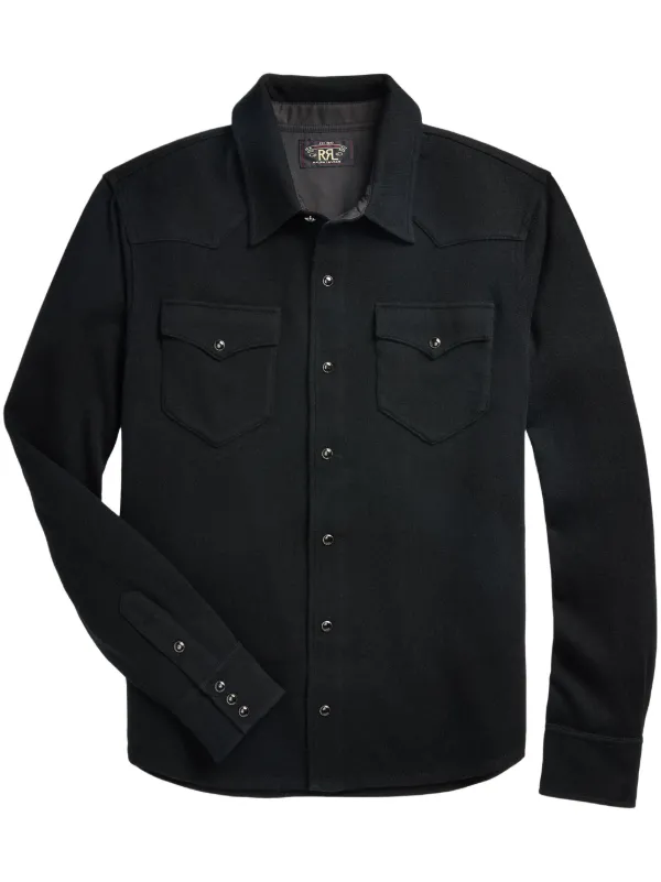 RRL ラルフローレン　ウールシャツ　ブラック Ralph Lauren RRL ニット シャツ | ブルー | FARFETCH JP