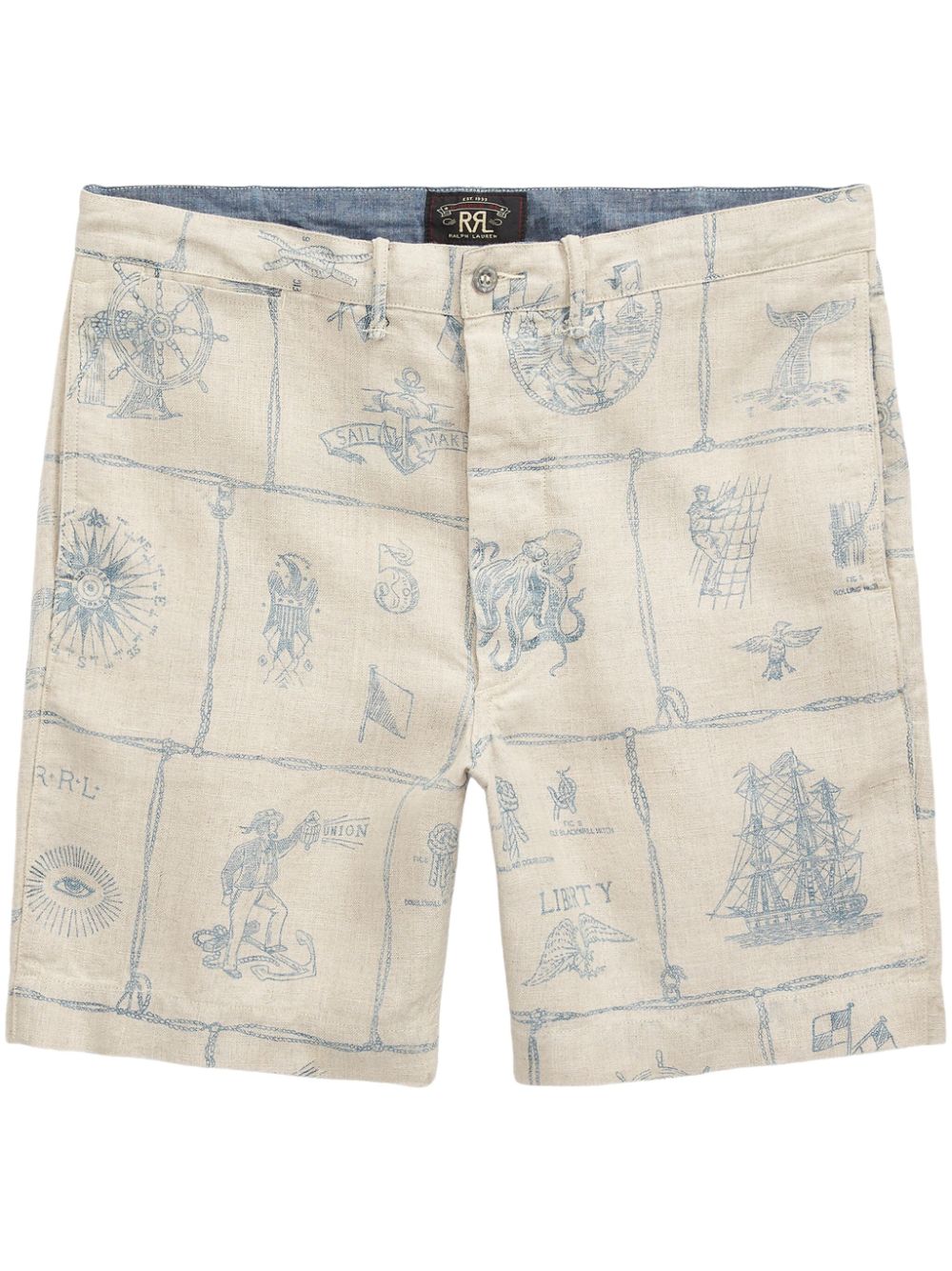 illustration-print shorts