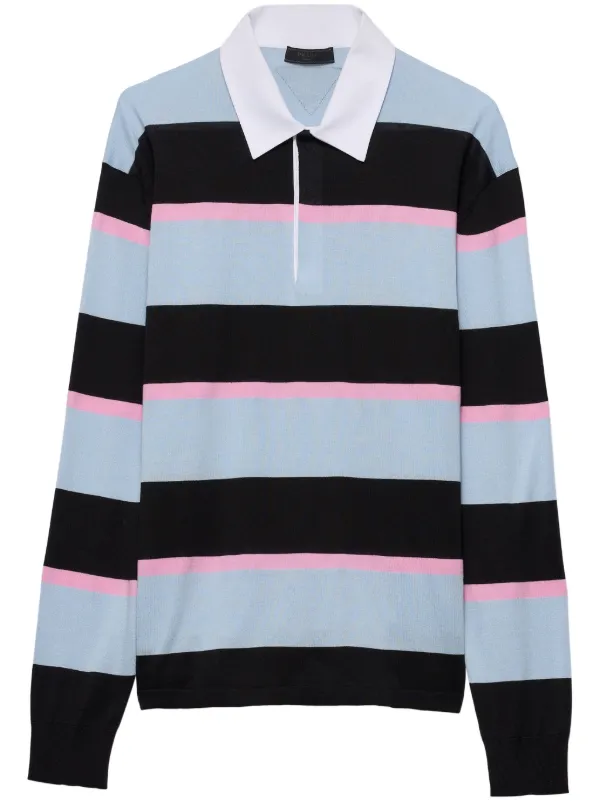 【税込?送料無料】 | Shirt Polo Striped Prada Black FARFETCH | トップス