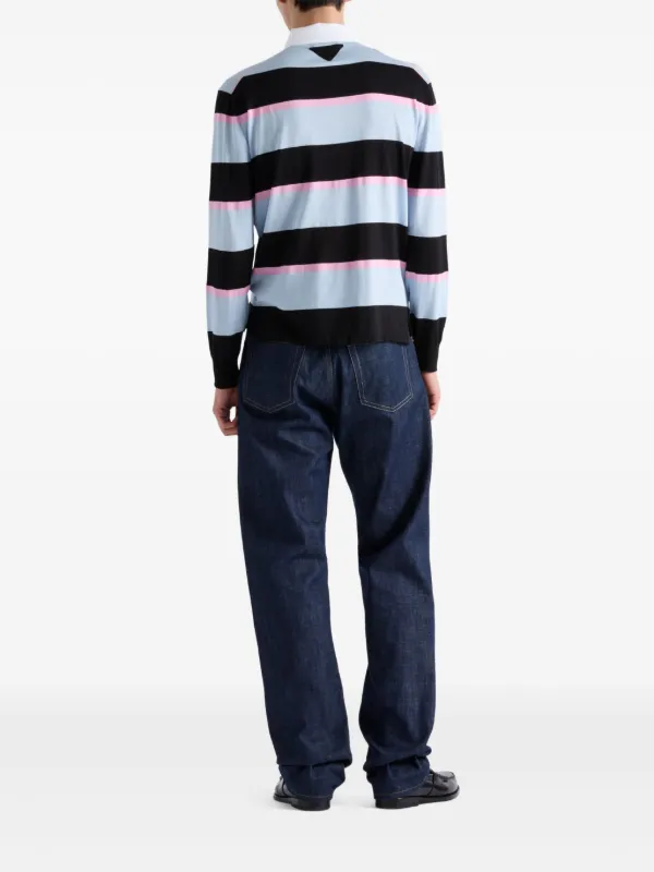 Prada Striped Polo Shirt | Black | FARFETCH