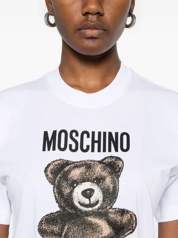 Moschino - Black T-shirt with monochrome dotted bear maxi