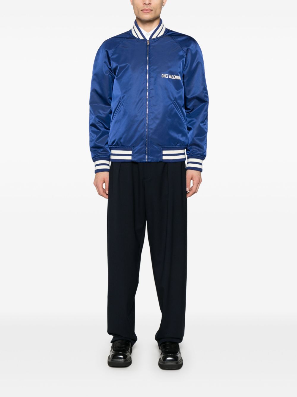 Valentino Garavani logo-print bomber jacket - Blauw