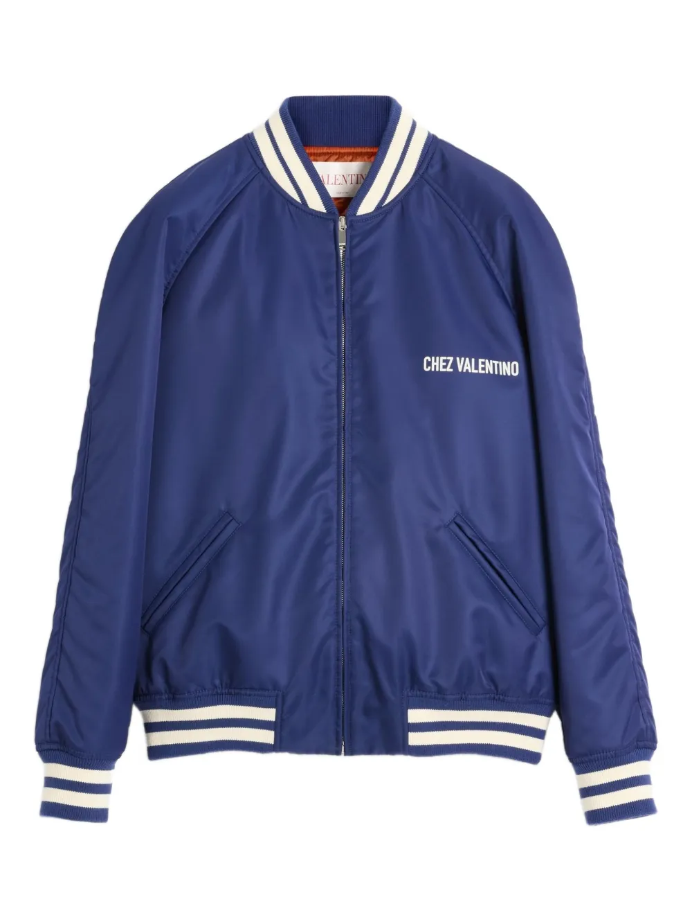 Valentino Garavani シェ プリント ボンバージャケット - ブルー Valentino Garavani シェ プリント ボンバージャケット - ブルー