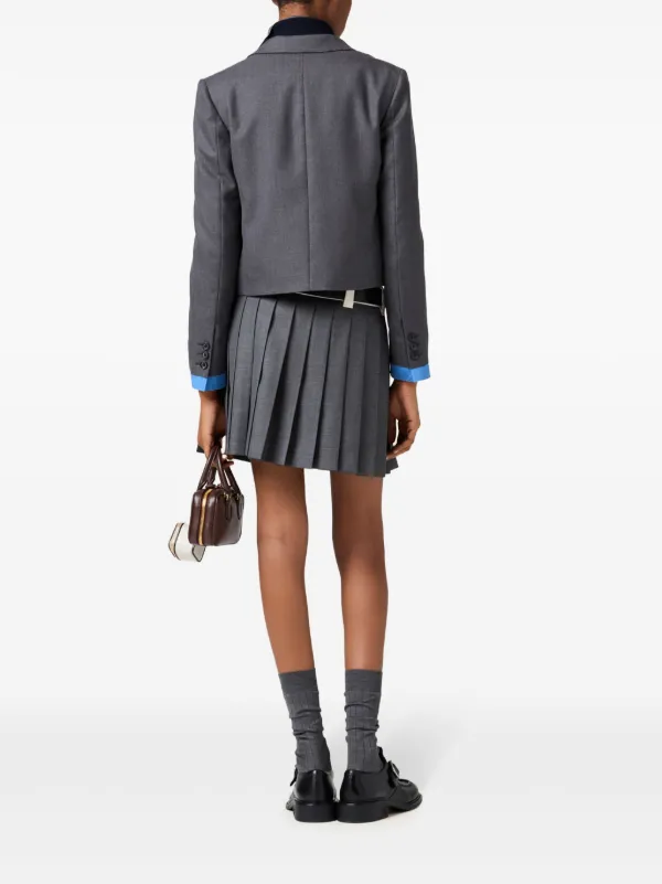 Miu Miu single-breasted Cropped Blazer | Grey | FARFETCH