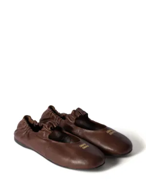 miu miu ブラウン ベルベット バレエシューズ miu MIUMIU ミュウミュウ バレエシューズ 5F794D QU6 レディース