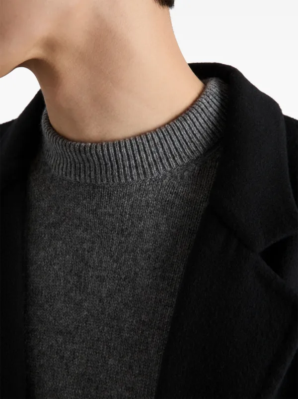 S プラダ　カシミア　ニット　グレー ☆新作☆PRADA☆ロゴ半袖ウールカシミヤニット グレー (PRADA