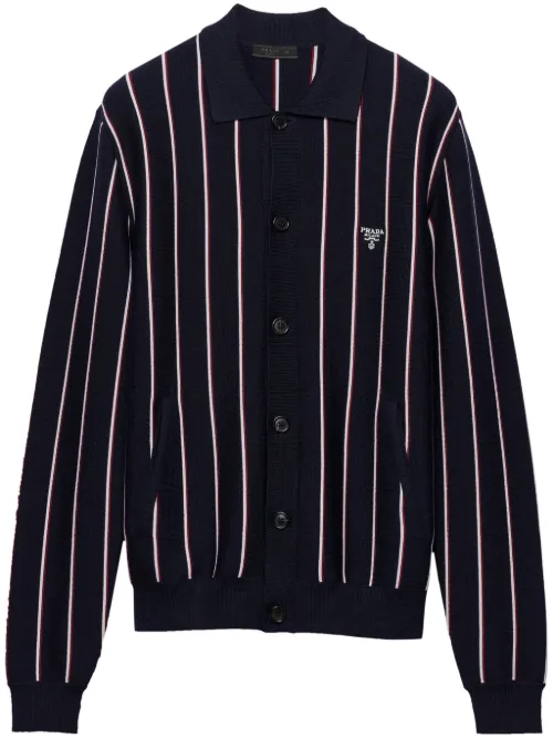 Cardigan en laine rayures - Prada - Modalova