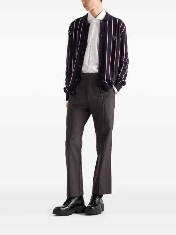 Prada ストライプ カーディガン | ブルー | FARFETCH JP