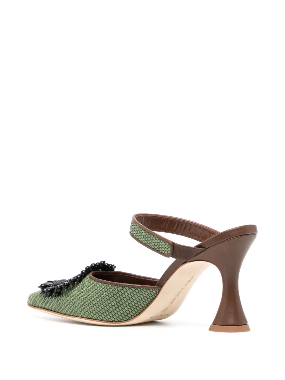 Manolo Blahnik bead embellishment mules Green