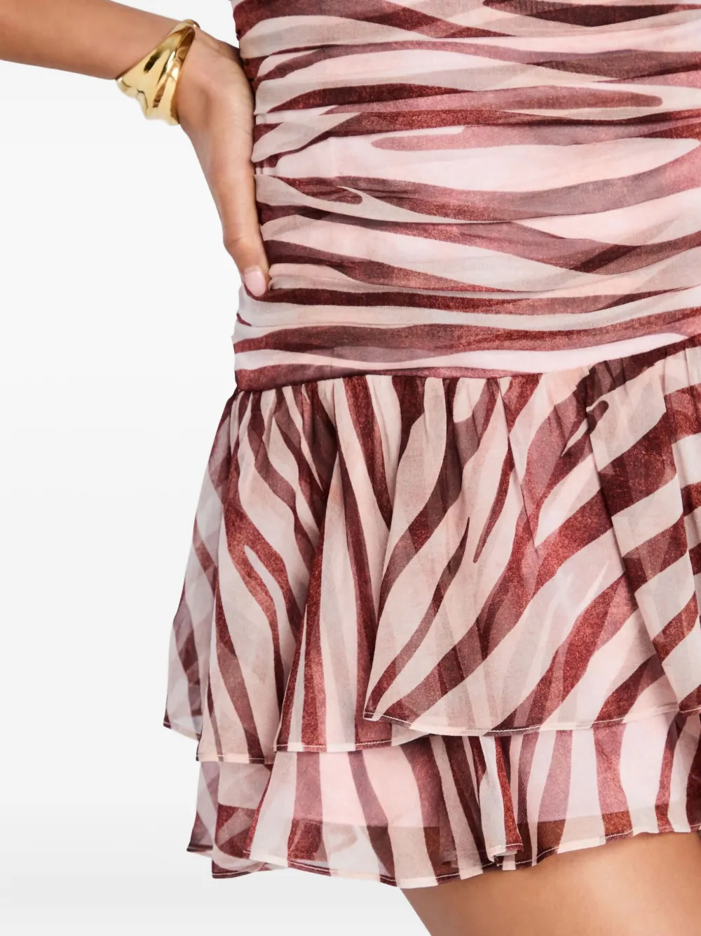 Retroféte Shaniece Zebra-print Ruffled Dress In Multi