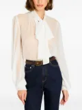 Retrofete Hasli silk chiffon neck-tie blouse - White