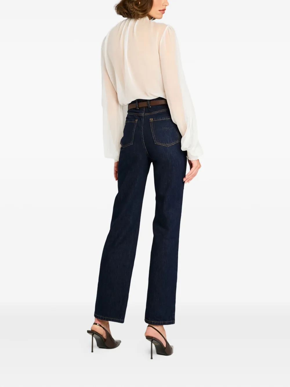 Retroféte Hasli Silk Chiffon Neck-tie Blouse In Neutral