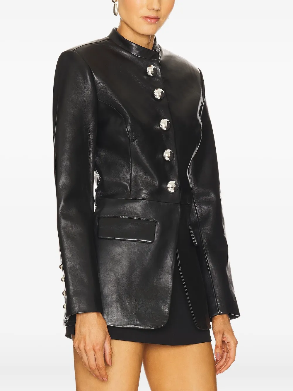 Retrofete Callandra button-detailed leather jacket | Black | Image 1