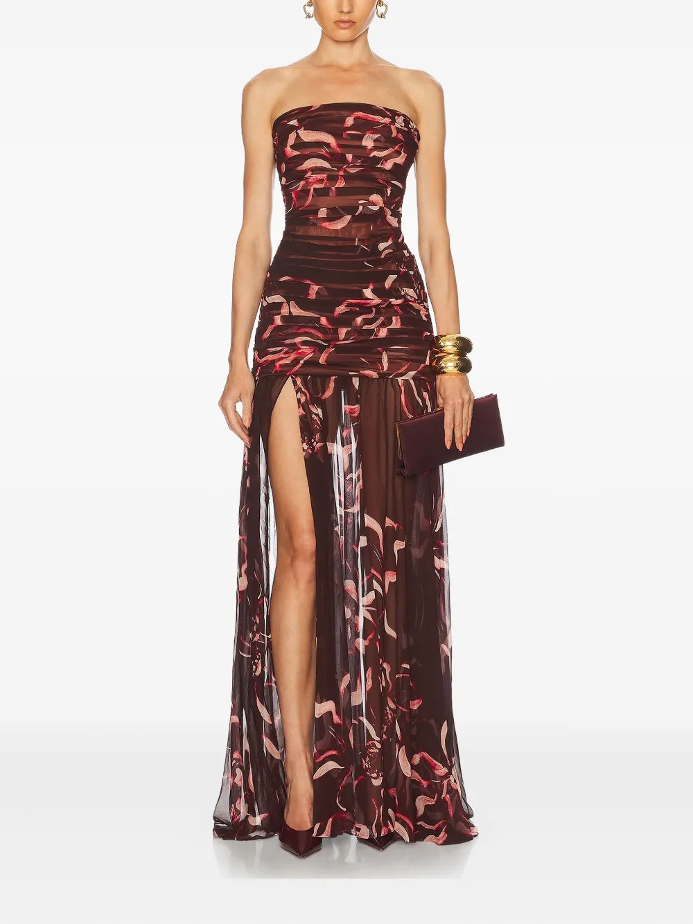 Retrofete Annalise abstract-print strapless dress - レッド Retrofete Annalise abstract-print strapless dress - レッド