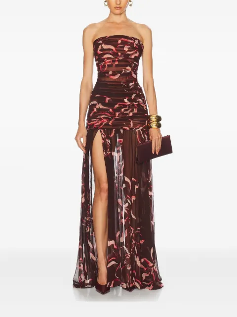 Retrofete Annalise abstract-print strapless dress