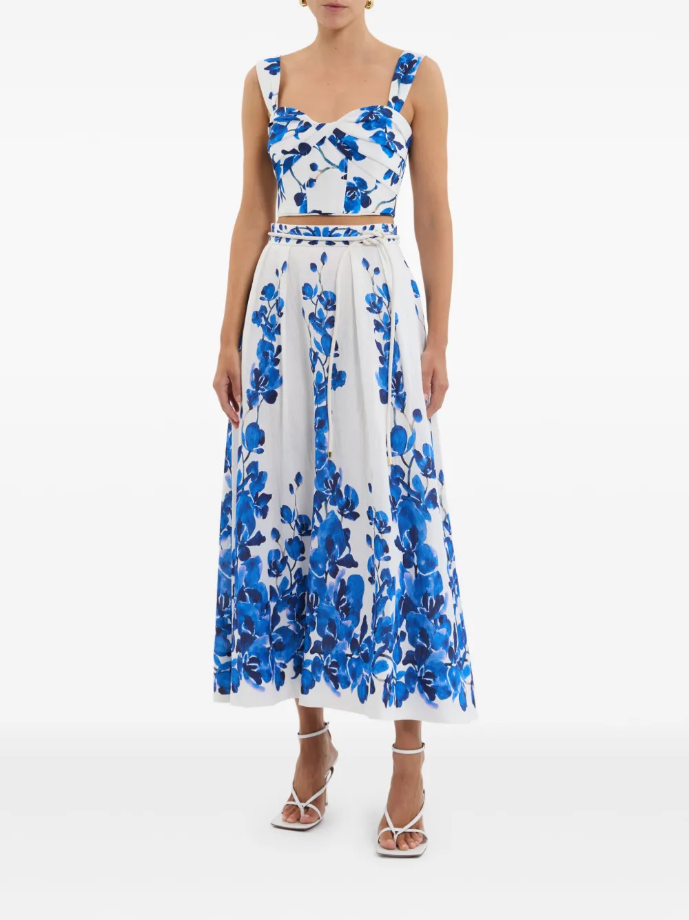 Rebecca Vallance Midi-rok met bloemenprint - Wit